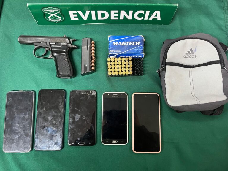 Carabineros detuvo en Chillán a sujeto extranjero que portaba armamento y munición clandestina