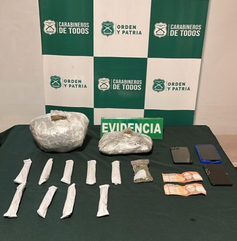 Control en San Nicolás: Carabineros del OS7 Ñuble detuvo anoche a dos sujetos que circulaban con más de 1.900 dosis de marihuana en su vehículo