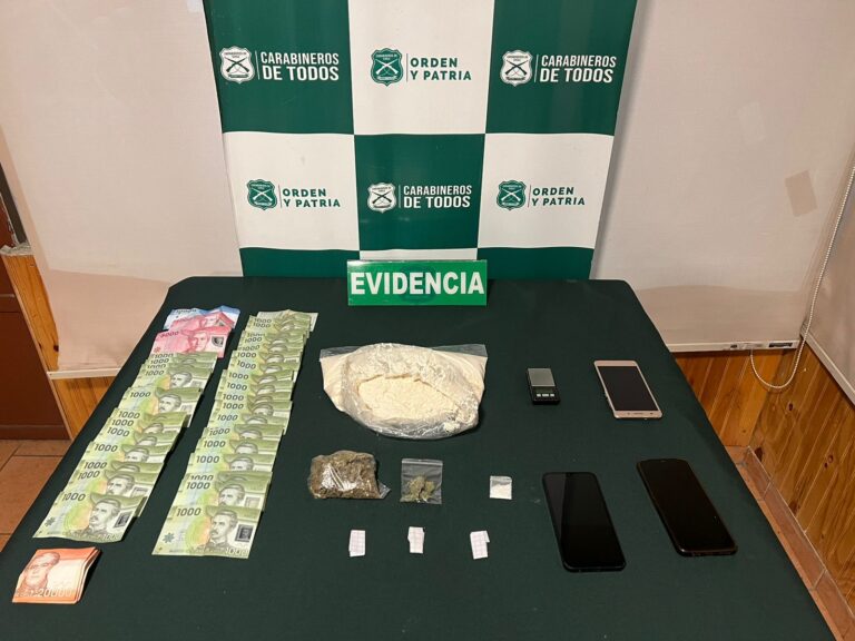 Carabineros del OS7 Ñuble desbarató punto de venta de droga ubicado cercano a un jardín infantil en Chillán y detuvo a 4 personas