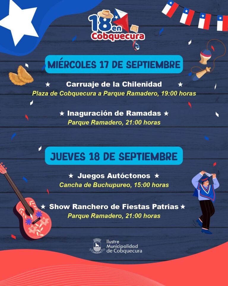 Cobquecura invita a celebrar las Fiestas Patrias con actividades culturales y rancheras