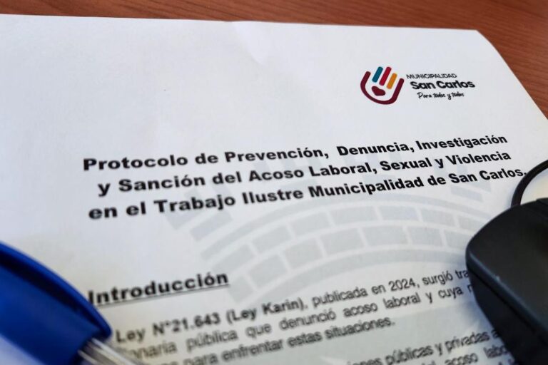 Municipalidad de San Carlos implementa protocolo para prevenir y sancionar el acoso laboral, sexual y la violencia en el trabajo