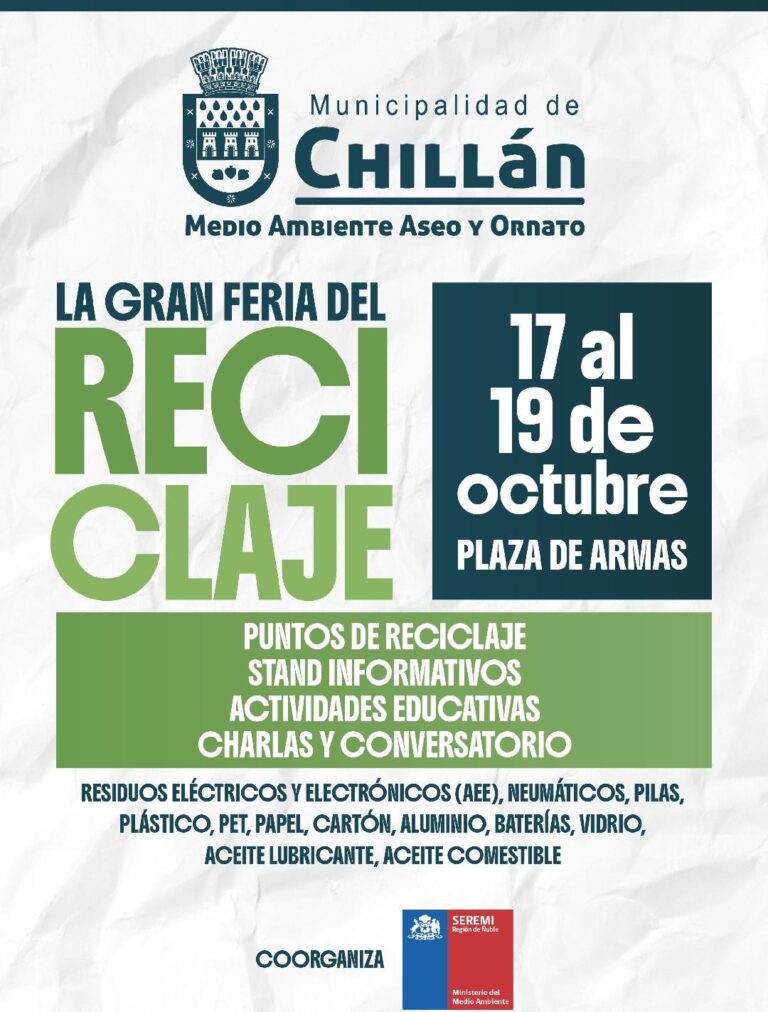 Municipio realizará una Gran Feria De Reciclaje en Plaza de Armas de Chillán