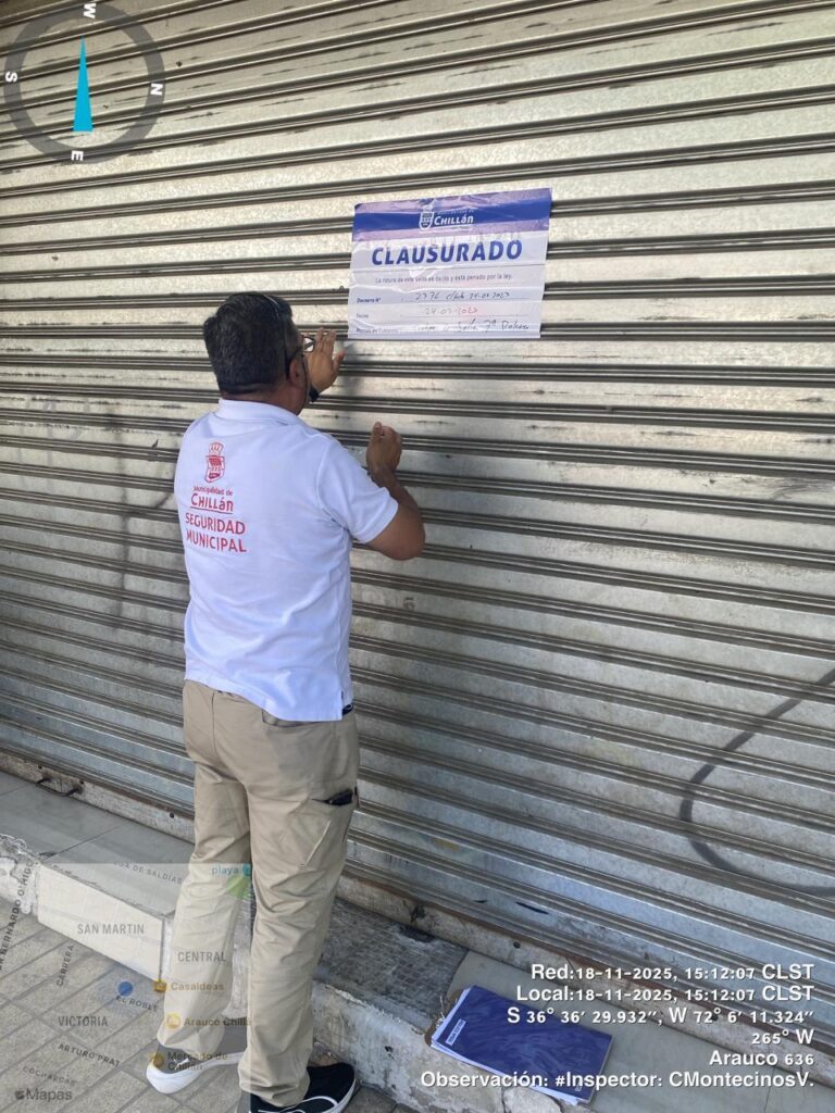 Municipalidad y la PDI clausuran salón de juegos ilegal en el centro de Chillán