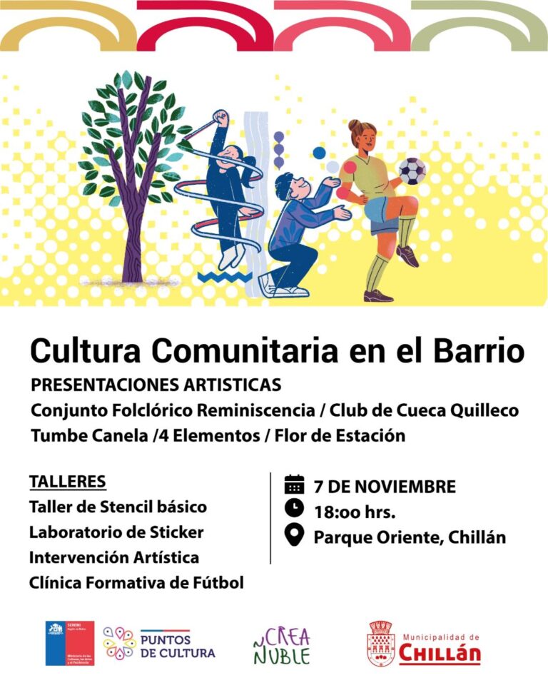 Cultura Comunitaria en el Barrio llegará a Parque Oriente en el marco del Festival CREA Ñuble 2025