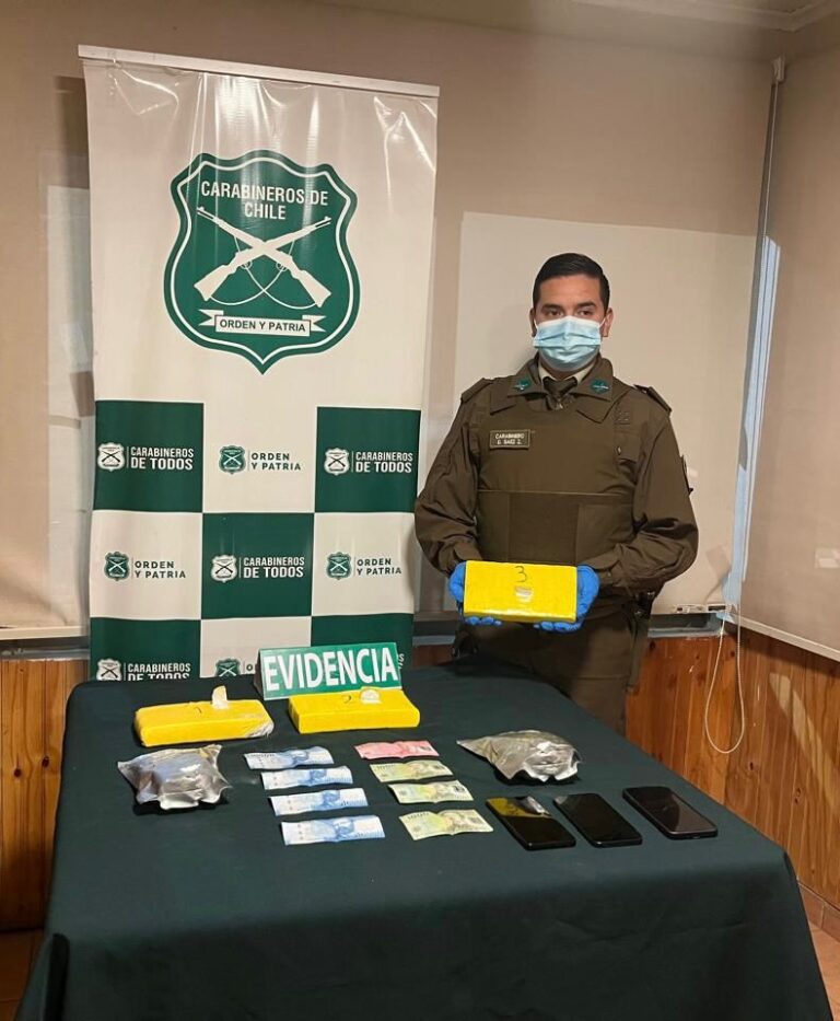 Carabineros del OS7 Ñuble incautó más de 21.500 dosis de drogas avaluadas en 138 millones de pesos