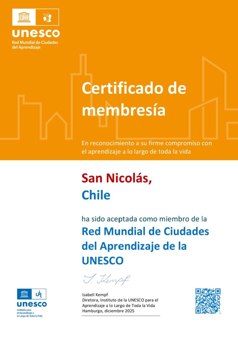 DPR Ñuble destaca a San Nicolás, tras ser nombrada nueva Ciudad del Aprendizaje UNESCO