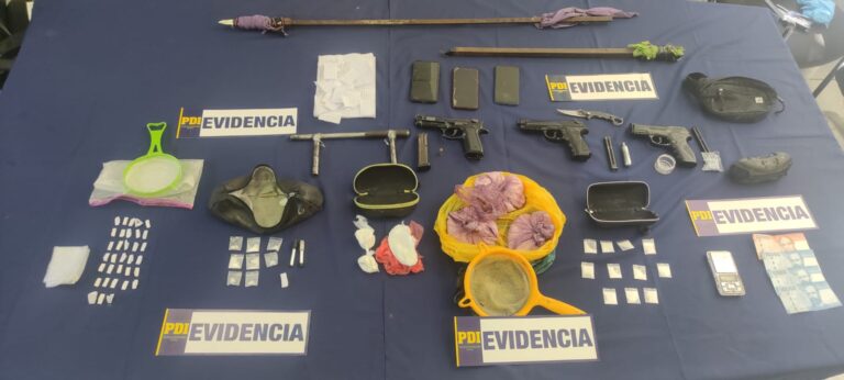 Tres detenidos, incautación de drogas y armamento es el resultado de operativo de la Bicrim de la PDI en Coihueco